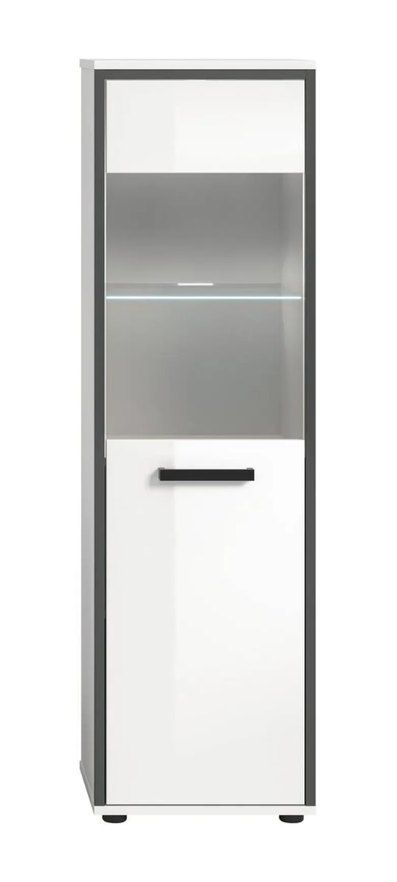 Midischrank KOJAK weiß Hochglanz anthrazit grau B/H/T: ca. 40x139x34 cm