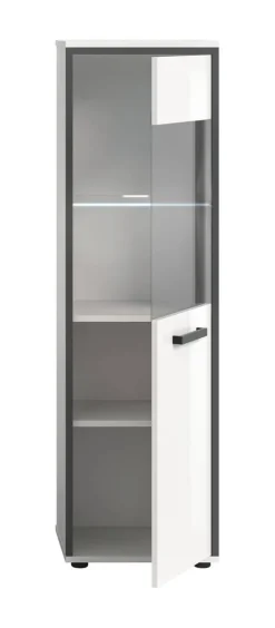 Midischrank KOJAK weiß Hochglanz anthrazit grau B/H/T: ca. 40x139x34 cm