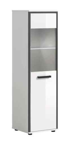 Midischrank KOJAK weiß Hochglanz anthrazit grau B/H/T: ca. 40x139x34 cm