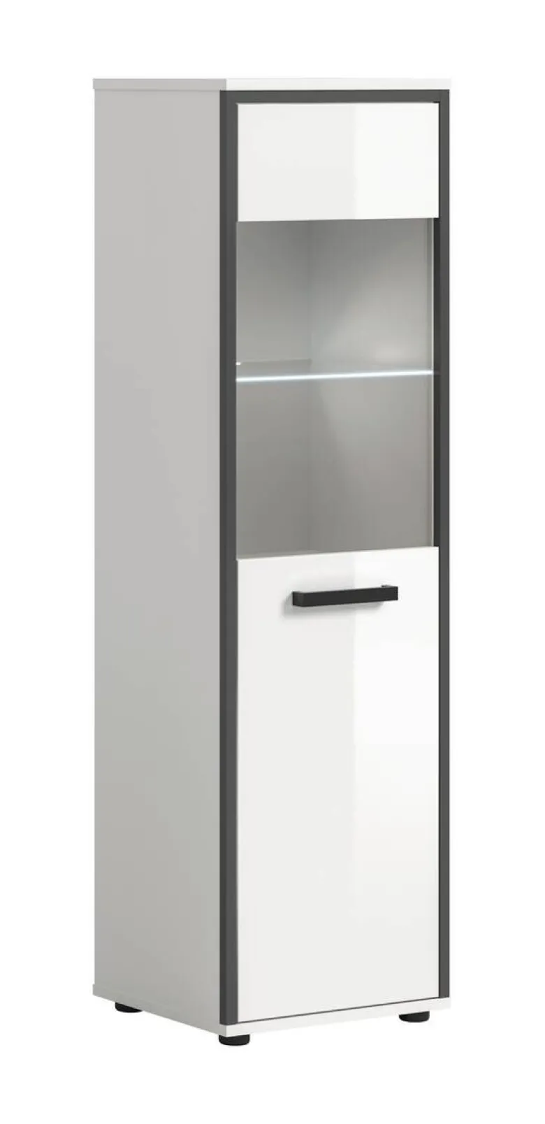 Midischrank KOJAK weiß Hochglanz anthrazit grau B/H/T: ca. 40x139x34 cm