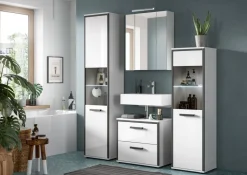 Midischrank KOJAK weiß Hochglanz anthrazit grau B/H/T: ca. 40x139x34 cm