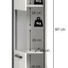 Midischrank KOJAK weiß Hochglanz anthrazit grau B/H/T: ca. 40x188x34 cm