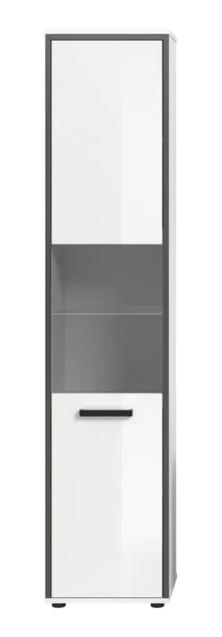 Midischrank KOJAK weiß Hochglanz anthrazit grau B/H/T: ca. 40x188x34 cm