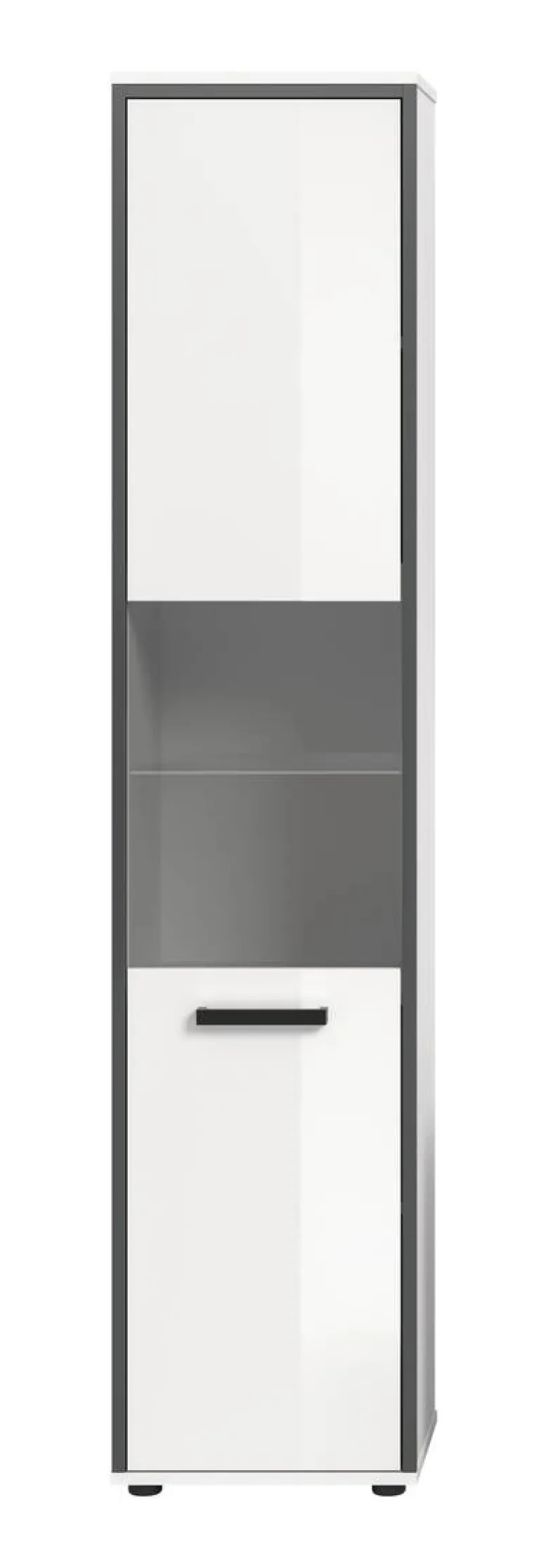 Midischrank KOJAK weiß Hochglanz anthrazit grau B/H/T: ca. 40x188x34 cm