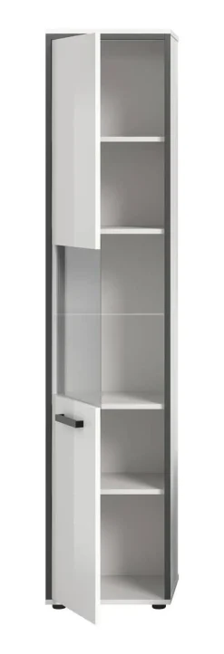 Midischrank KOJAK weiß Hochglanz anthrazit grau B/H/T: ca. 40x188x34 cm