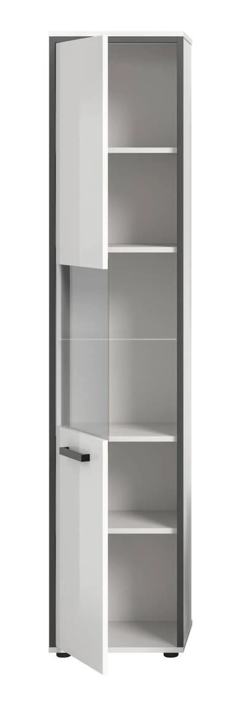 Midischrank KOJAK weiß Hochglanz anthrazit grau B/H/T: ca. 40x188x34 cm