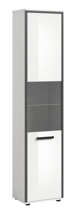 Midischrank KOJAK weiß Hochglanz anthrazit grau B/H/T: ca. 40x188x34 cm