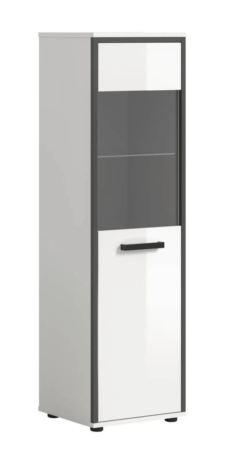 Midischrank KOJAK weiß Hochglanz anthrazit grau B/H/T: ca. 40x139x34 cm