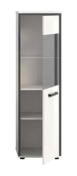 Midischrank KOJAK weiß Hochglanz anthrazit grau B/H/T: ca. 40x139x34 cm