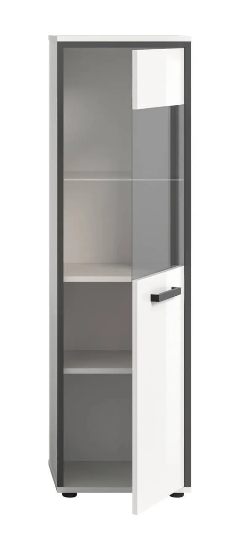 Midischrank KOJAK weiß Hochglanz anthrazit grau B/H/T: ca. 40x139x34 cm