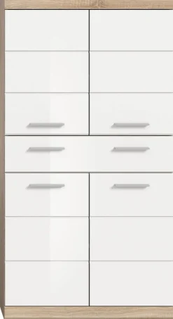 Midischrank Lambada Eiche Sonoma Nachbildung weiß Hochglanz B/H/T: ca. 74x141x31 cm