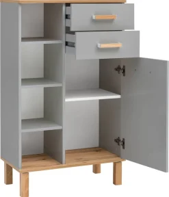 Midischrank Padua grau Eiche Landhaus Nachbildung B/H/T: ca. 67x114,5x35 cm