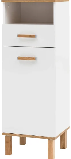 Midischrank Padua weiß glanz Eiche Landhaus Nachbildung B/H/T: ca. 40,4x114,5x35 cm