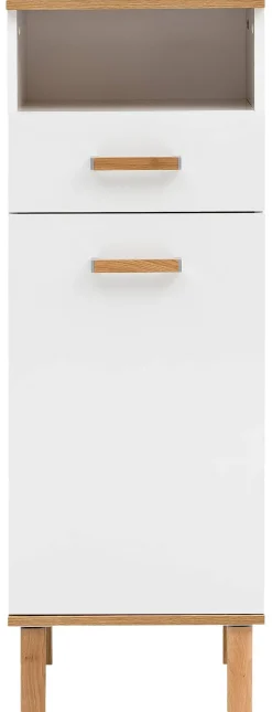 Midischrank Padua weiß glanz Eiche Landhaus Nachbildung B/H/T: ca. 40,4x114,5x35 cm