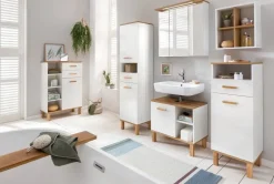 Midischrank Padua weiß glanz Eiche Landhaus Nachbildung B/H/T: ca. 40,4x114,5x35 cm