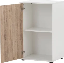 Midischrank Serie 400 perlweiß Optik Wildeiche Nachbildung B/H/T: ca. 50,9x83,6x41 cm
