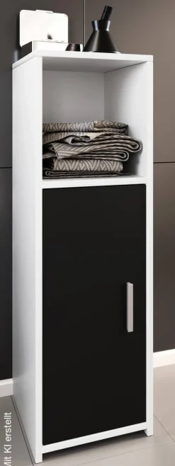 Midischrank Zalo weiß schwarz B/H/T: ca. 30x95x30 cm