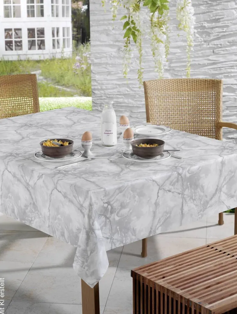 Milano Abwaschbarer Tischbelag Marmor hellgrau B: ca. 140 cm
