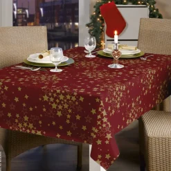 Milano Abwaschbarer Tischbelag Sterne rot B: ca. 140 cm