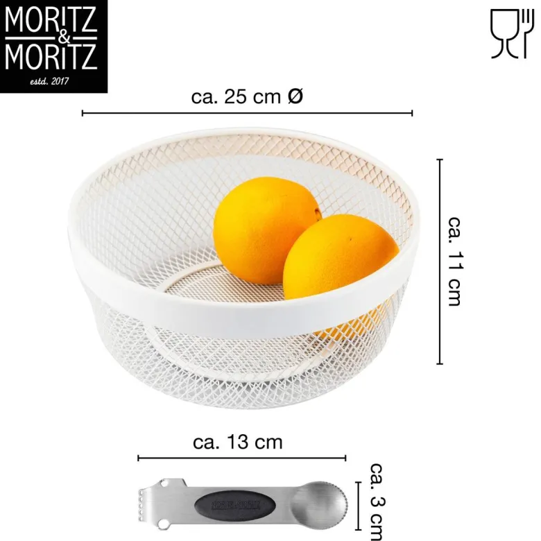 Moritz & Moritz Obstkorb weiß Metall H/D: ca. 11x25 cm