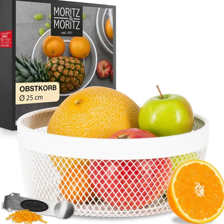 Moritz & Moritz Obstkorb weiß Metall H/D: ca. 11x25 cm
