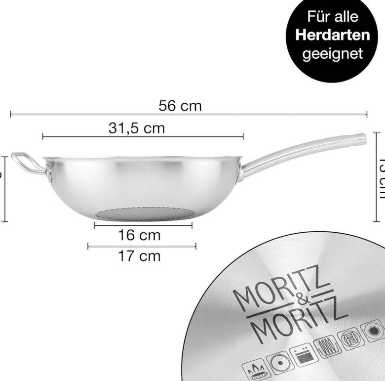 Moritz & Moritz Wokpfanne silber Aluminium