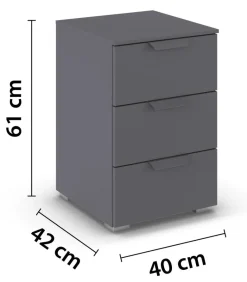 Nachtkonsole Aditio grau B/H/T: ca. 40x61x42 cm