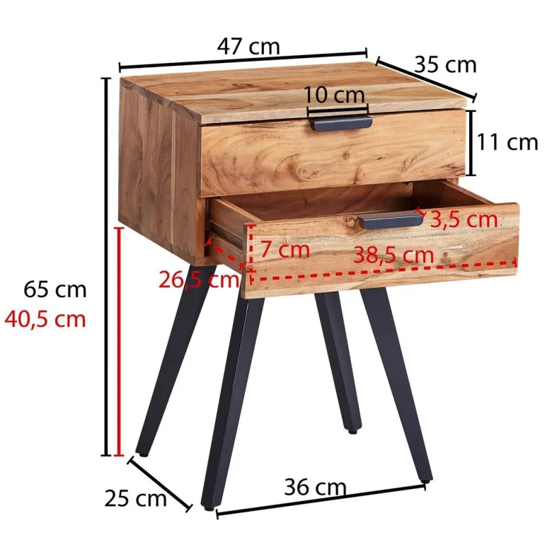Nachtkonsole braun B/H/T: ca. 47x65x35 cm
