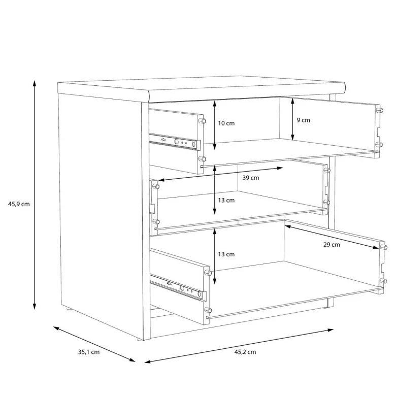Nachtkonsole Eiche Sonoma Nachbildung B/H/T: ca. 45,2x47,6x34,1 cm