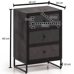 Nachtkonsole schwarz B/H/T: ca. 40x60x30 cm