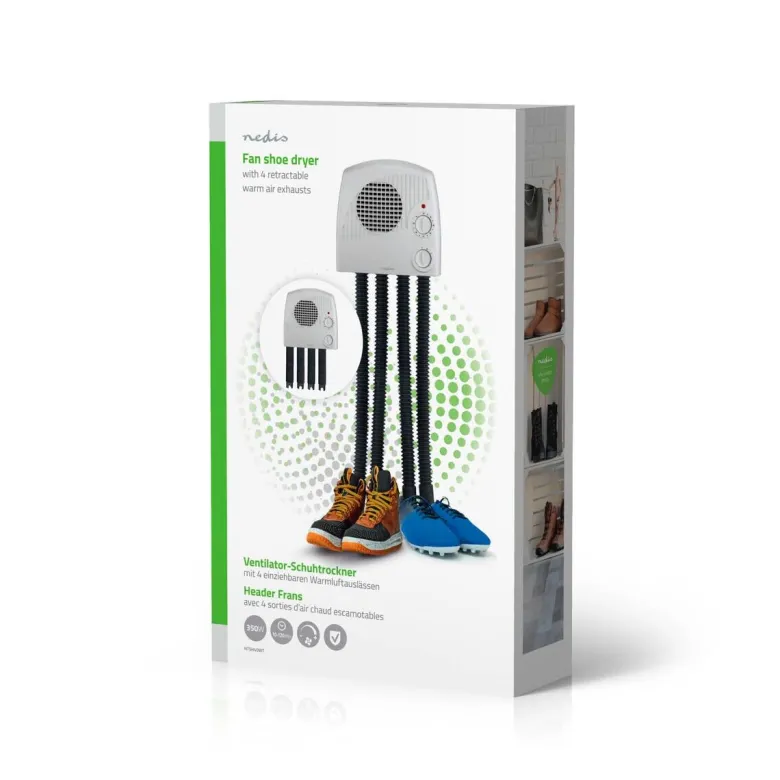 Nedis Schuhtrockner weiß Kunststoff B/H/L: ca. 26x42x9,4 cm ca. 350 W
