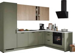 nobilia Winkelküche Senso olive Lack Premium Matt B/H/T: ca. 280x224x205 cm