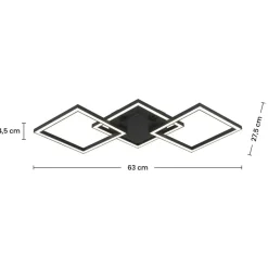 Nolo Deckenleuchte Tres schwarz Kunststoff B/H/L: ca. 29x5x63 cm