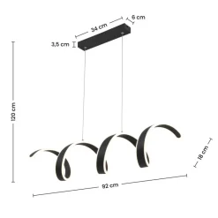 Nolo LED-Pendelleuchte Gabriella schwarz Metall Kunststoff B/H/L: ca. 18x120x92 cm