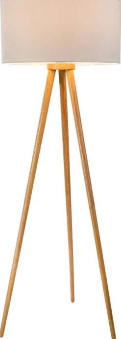 Nowa Stehlampe 40120107 braun weiß Holz H/D: ca. 150x50 cm E27 1 Brennstellen