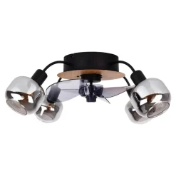 Näve Leuchten Deckenventilator schwarz Metall Glas Kunststoff B/H/T/D: ca. 48x21x48x48 cm E14 4 Brennstellen
