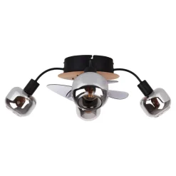 Näve Leuchten Deckenventilator schwarz Metall Glas Kunststoff B/H/T/D: ca. 48x21x48x48 cm E14 4 Brennstellen