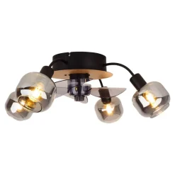 Näve Leuchten Deckenventilator schwarz Metall Glas Kunststoff B/H/T/D: ca. 48x21x48x48 cm E14 4 Brennstellen