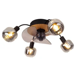 Näve Leuchten Deckenventilator schwarz Metall Glas Kunststoff B/H/T/D: ca. 48x21x48x48 cm E14 4 Brennstellen