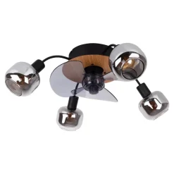 Näve Leuchten Deckenventilator schwarz Metall Glas Kunststoff B/H/T/D: ca. 48x21x48x48 cm E14 4 Brennstellen
