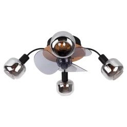 Näve Leuchten Deckenventilator schwarz Metall Glas Kunststoff B/H/T/D: ca. 48x21x48x48 cm E14 4 Brennstellen