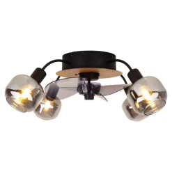 Näve Leuchten Deckenventilator schwarz Metall Glas Kunststoff B/H/T/D: ca. 48x21x48x48 cm E14 4 Brennstellen