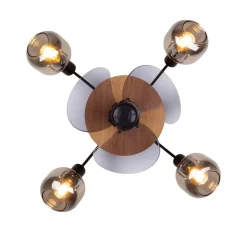 Näve Leuchten Deckenventilator schwarz Metall Glas Kunststoff B/H/T/D: ca. 48x21x48x48 cm E14 4 Brennstellen