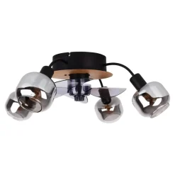 Näve Leuchten Deckenventilator schwarz Metall Glas Kunststoff B/H/T/D: ca. 48x21x48x48 cm E14 4 Brennstellen