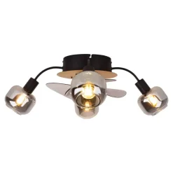 Näve Leuchten Deckenventilator schwarz Metall Glas Kunststoff B/H/T/D: ca. 48x21x48x48 cm E14 4 Brennstellen