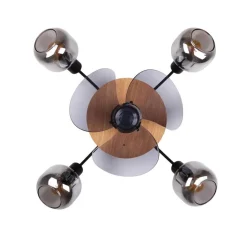 Näve Leuchten Deckenventilator schwarz Metall Glas Kunststoff B/H/T/D: ca. 48x21x48x48 cm E14 4 Brennstellen