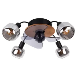 Näve Leuchten Deckenventilator schwarz Metall Glas Kunststoff B/H/T/D: ca. 48x21x48x48 cm E14 4 Brennstellen