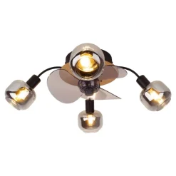 Näve Leuchten Deckenventilator schwarz Metall Glas Kunststoff B/H/T/D: ca. 48x21x48x48 cm E14 4 Brennstellen