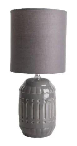 Näve Leuchten Keramik Tischleuchte NV3188316 grau Keramik Metall Stoff B/H/T: ca. 14x30x14 cm E14 1 Brennstellen