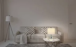 Näve Leuchten LED-Tischleuchte weiß Metall Textil Kunststoff B/H/T/D: ca. 25x43,5x25x25 cm